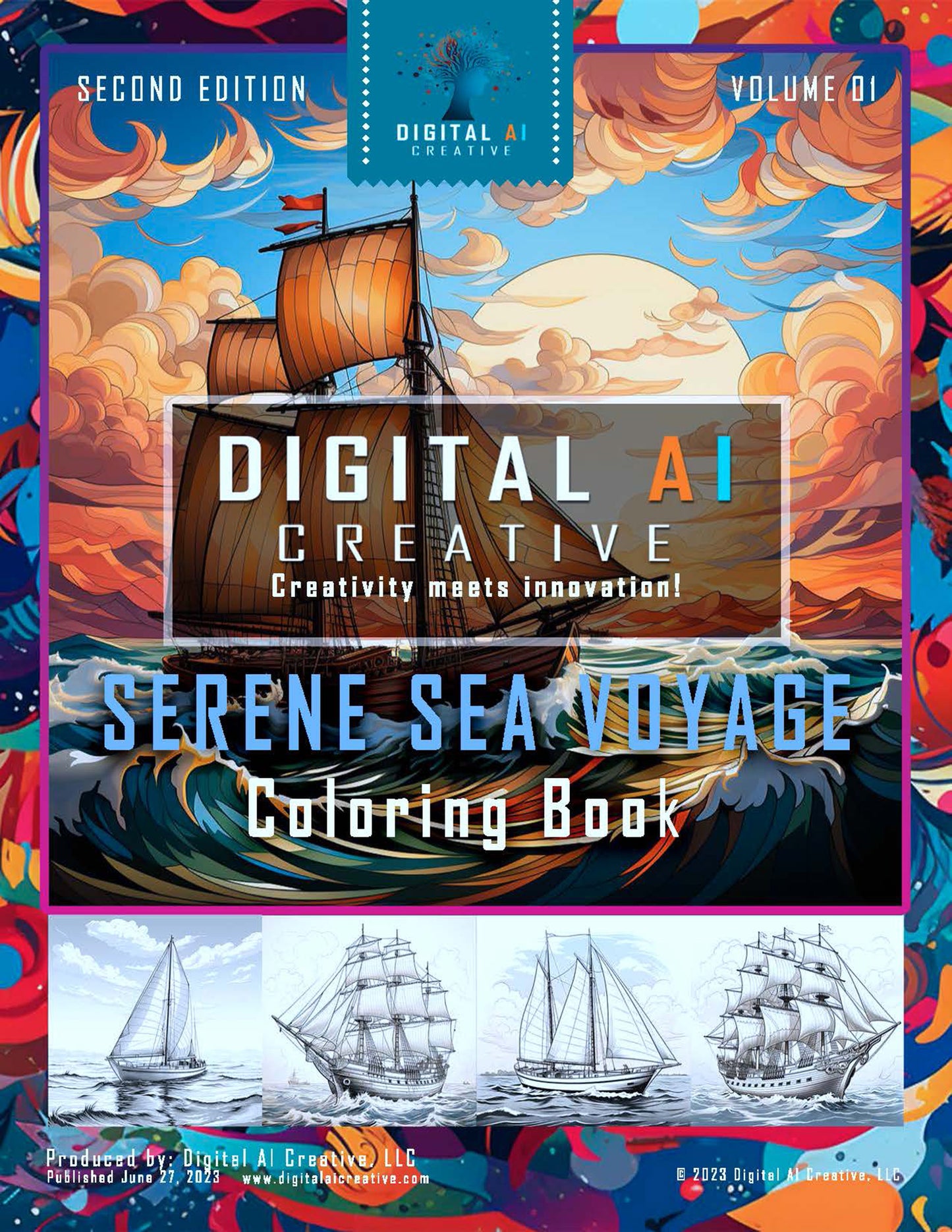 Serene Sea Voyage: A Monochrome Maritime Adventure - Coloring Book! - By Digital AI Creative