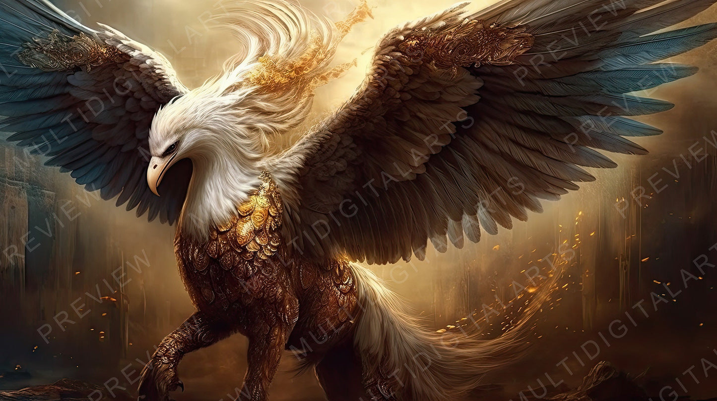 Digital Illustration - The Mighty Phoenix  - 8736 x 4896 @300DPI