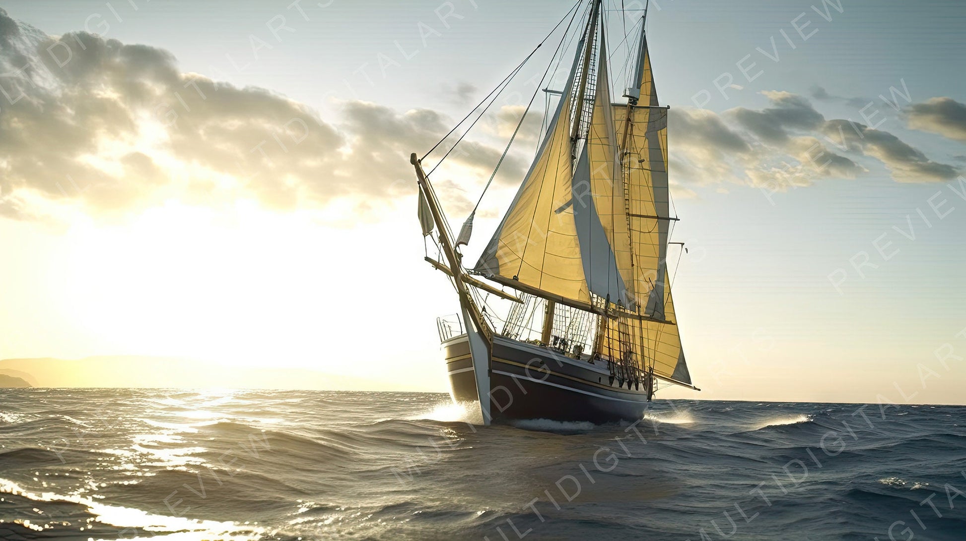 Digital Illustration Sailing Yacht 03 8736 x 4896 300dpi