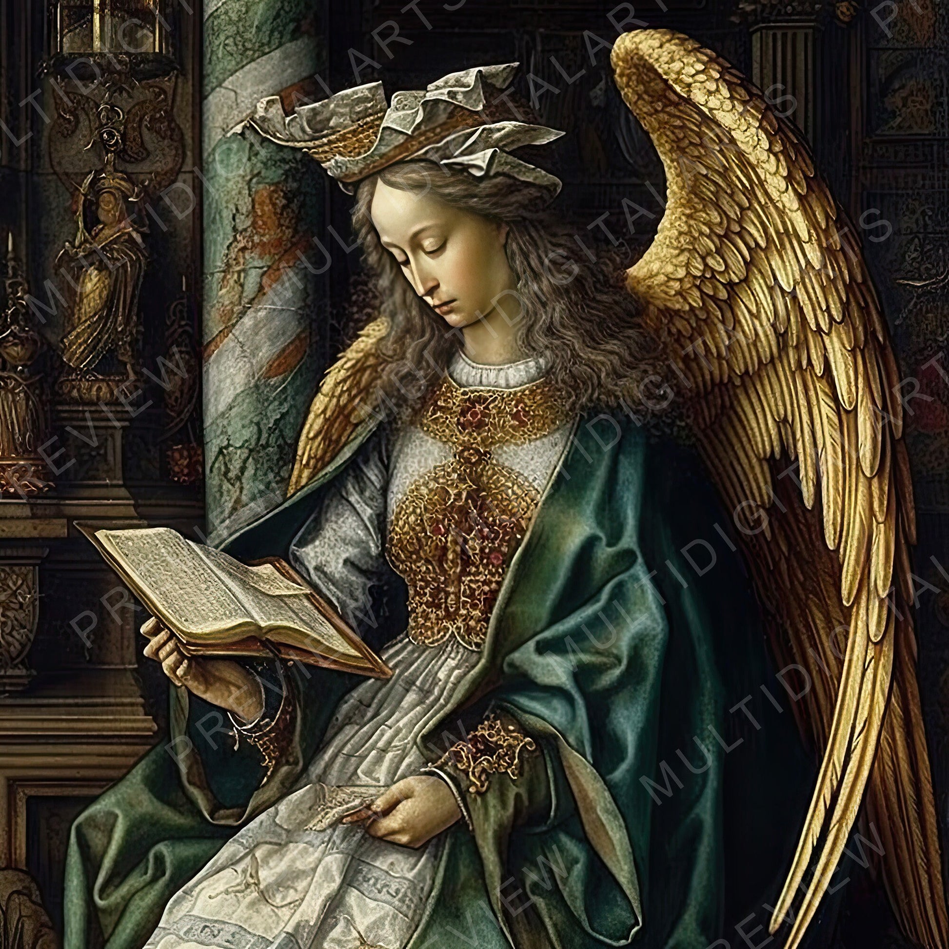 Digital Illustration - Majestic  and Exquisite Archangel  02 - 6144 x 6144 @300DPI