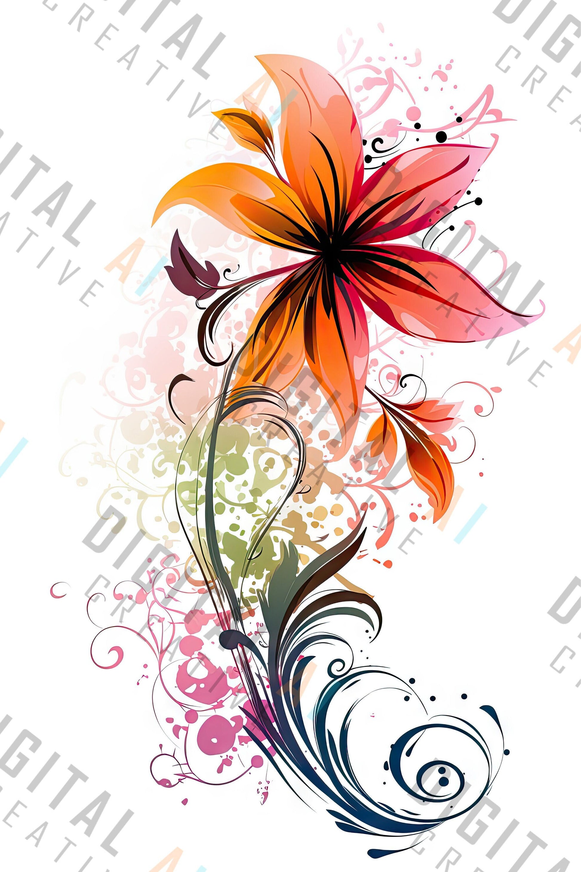 Digital Illustration Package - X8 Flower Garden - A Colorful Collection of Flower Designs Vol 3 - 5376 x 8064 @300DPI