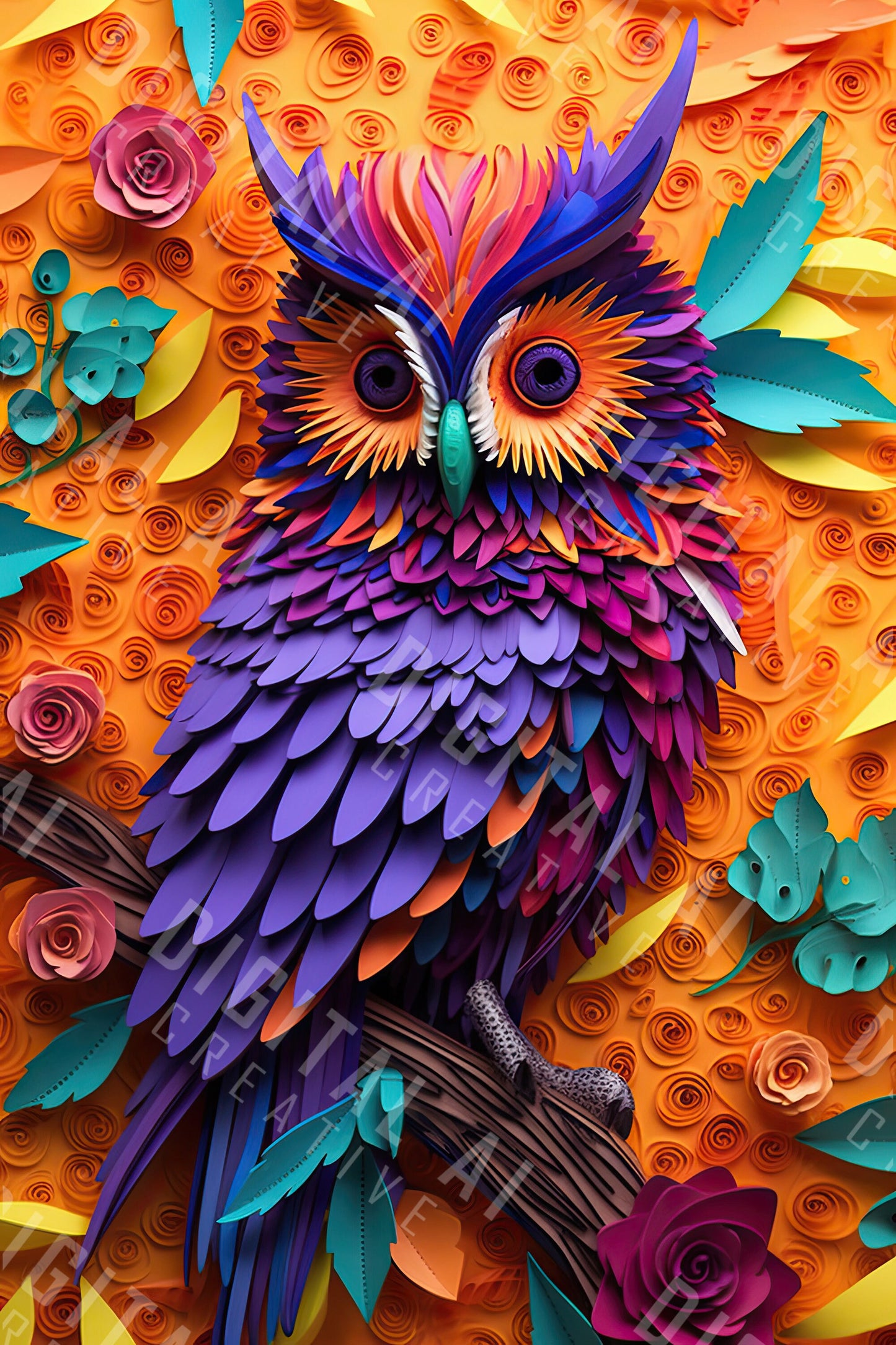 Digital Illustration Package - X7 Owl Quill Paper - 5376 x 8064 @300DPI