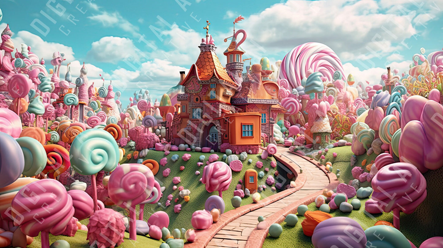 Candy Land World - A Delightful Journey through the Candy Factory  8736 x 4896 Pixels @300DPI